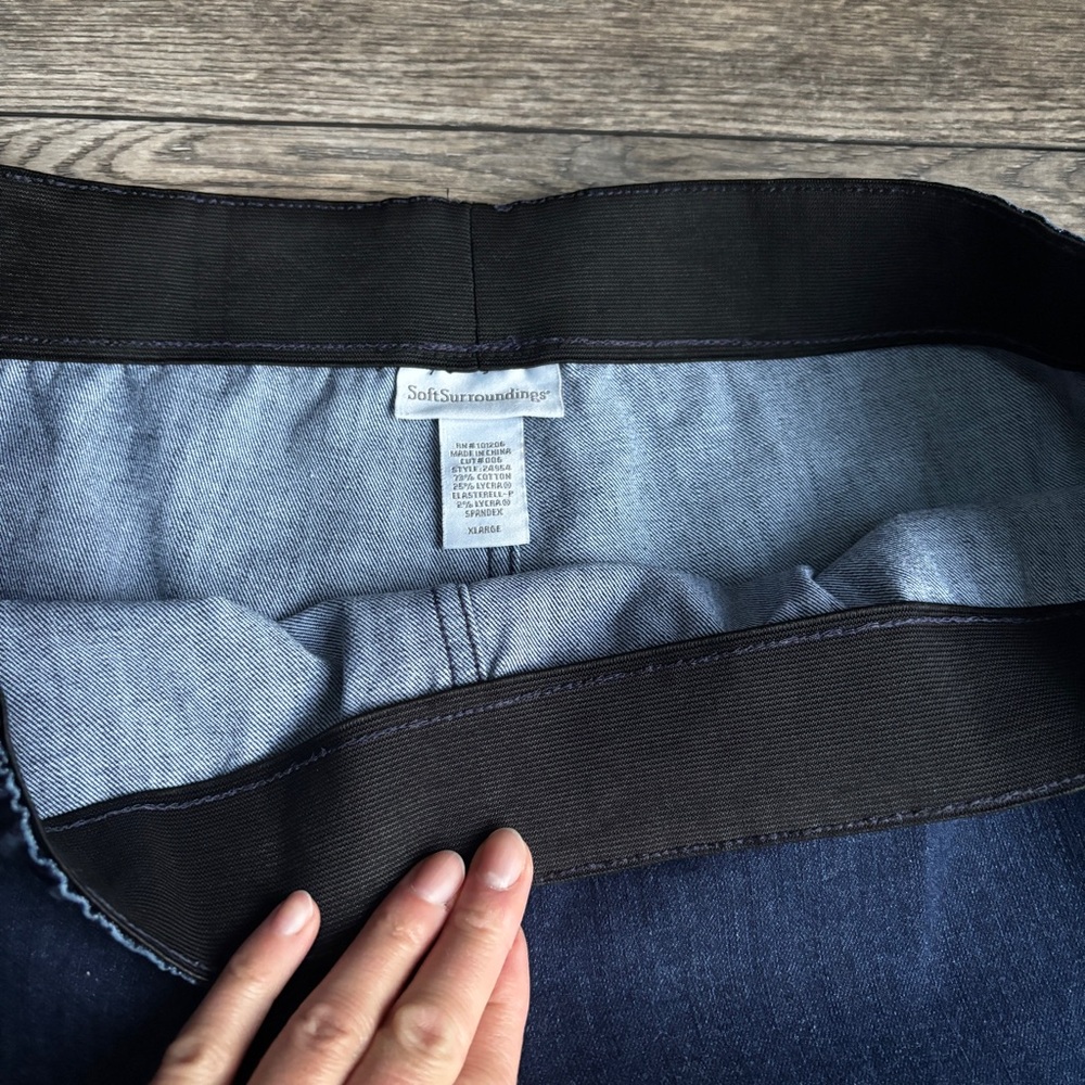 Soft Surroundings Dark Blue Denim Pull On Bootcut Jeans Sz XL - Picture 3 of 11